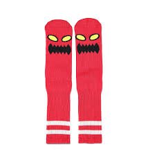 Toy Machine Monster Face Socks - Red - Switch Skate & Snow