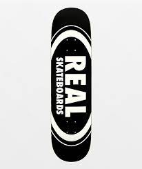 Real Classic Oval Deck 8.25 inch black skateboard deck with white oval logo